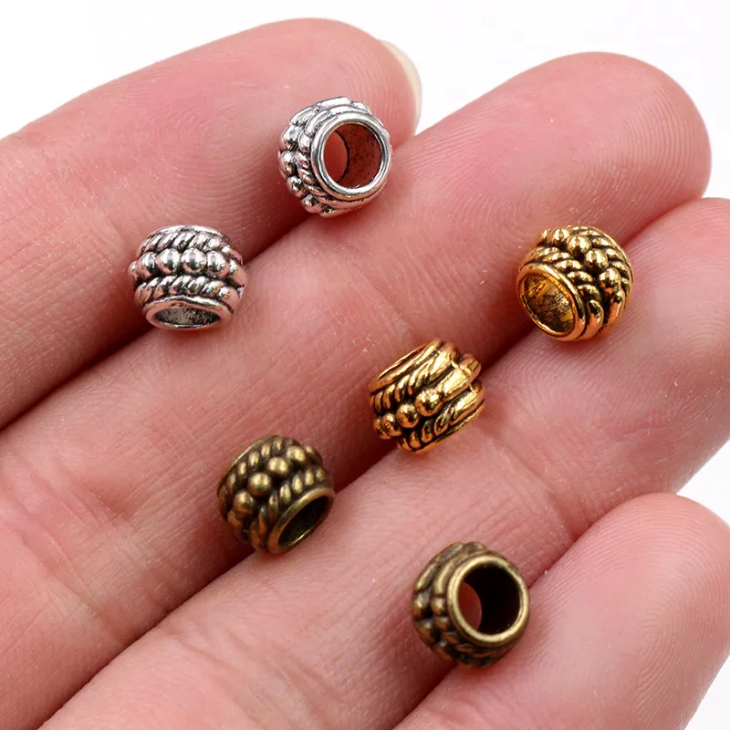 8x6mm 30pcs Hole Size 3.7mm Antique Gold Bronze Silver Plated Ball Handmade Charms Pendant Jewelry Making for Bracelet Necklace