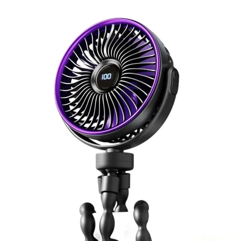 

Зажим на вентиляторе, цифровой дисплей, режим 5Винд, гибкая ручка на ножках для путешествий, кемпинга