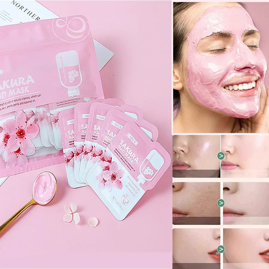 

Sakura Mud mask Brightening Hydrating Face Mask Luminious Skin Clean Facial Cleansing Clay Hydrating Anti Wrinkle Skincare