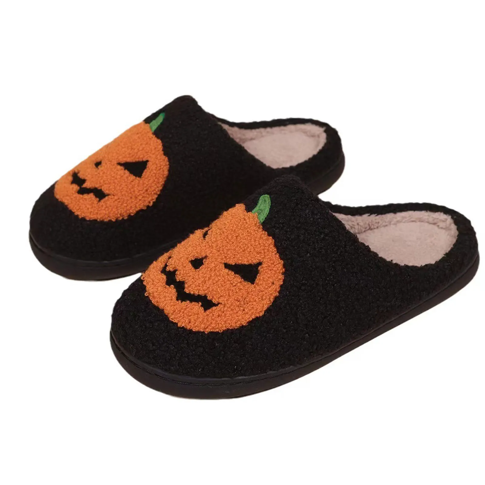 Cotton Fluffy Slippers Home Cartoon Pumpkin Platform Plush Slides Couple 2024 Funny Halloween Casual Designer Shoes Women Indoor