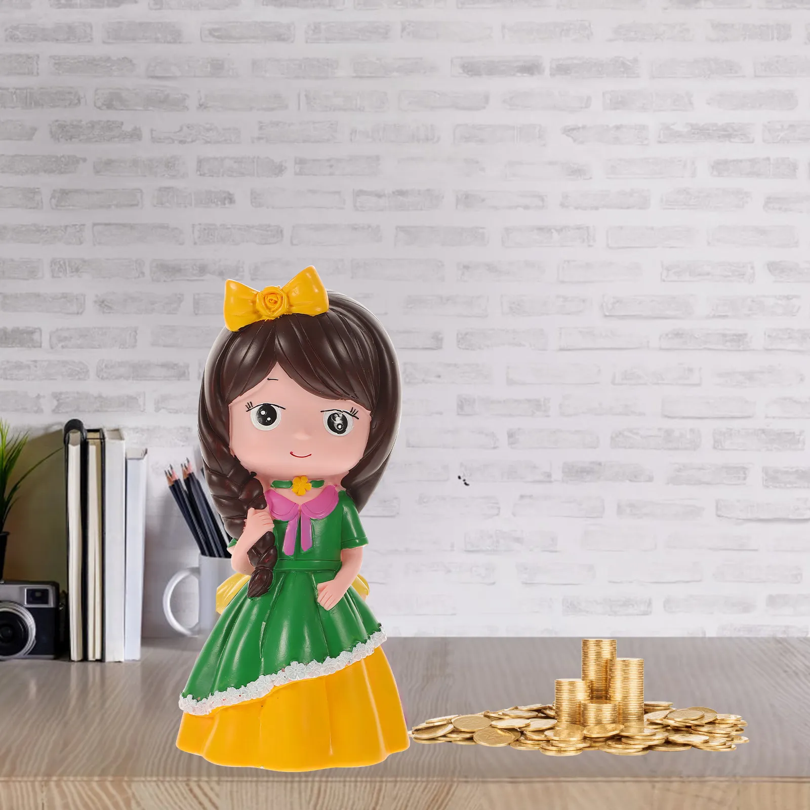 

Копилка-принцесса в мультяшном стиле, милая коробка для монет, детская банка для накоплений, настольное украшение, подарок, виниловая копилка для монет