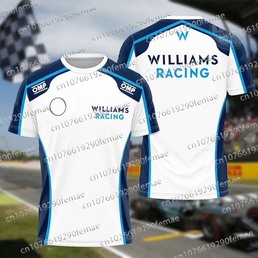 2024 F1 Williams Racing 3D Printed T-shirt, Outdoor Racing Racing Sports Breathable Sweating Comfortable Racing Team Uniform Top