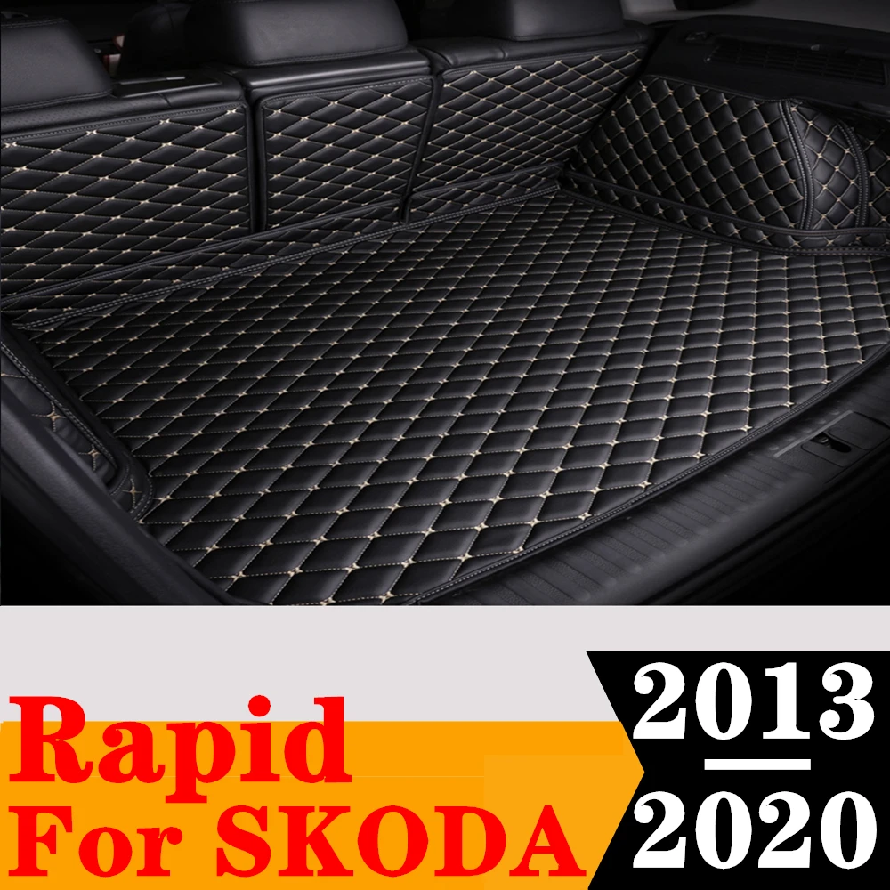 Custom Full Set Car Trunk Mat For SKODA Rapid 20 2019 2018 2017 2016 2015 2014 2013 Rear Cargo Liner Tail Boot Tray luggage Pad