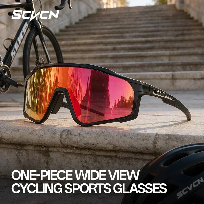 SCVCN Eyewear Windproof Hiking Photochromic UV400 Cycling Sunglasses Men Outdoor Sports MTB Bike Goggles Women Running Glasses