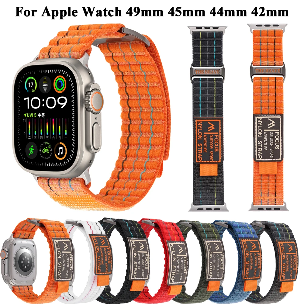 Für Apple Uhren armband 49mm 44mm 45mm 42mm Nylon Klett bänder für iwatch Ultra Serie 9 8 7 6 se Männer Frauen Ersatz bänder