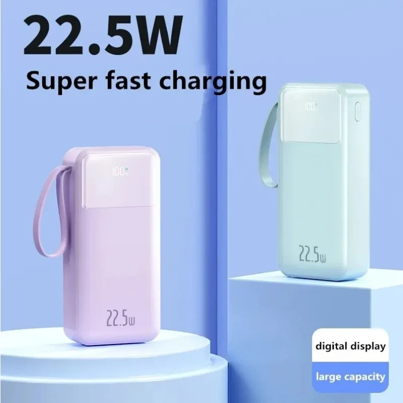 Super Grote Capaciteit 30000Mah Met Ingebouwde Kabel Power Bank Super Snel Opladen 22.5W Bidirectionele Pd 20W Voor Iphone Xiaomi