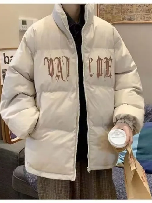 

Loose ex American Retro Print Cotton Jaet Sweet Cool Sle Streetwear Outerwear for Couples Youth Casual Warm Long Sve