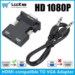 LccKaa HDMI-compatible to VGA Adapter 1080P HDMI to VGA Converter With Audio output for Xbox PS3 PC Laptop TV Box Projector HDTV