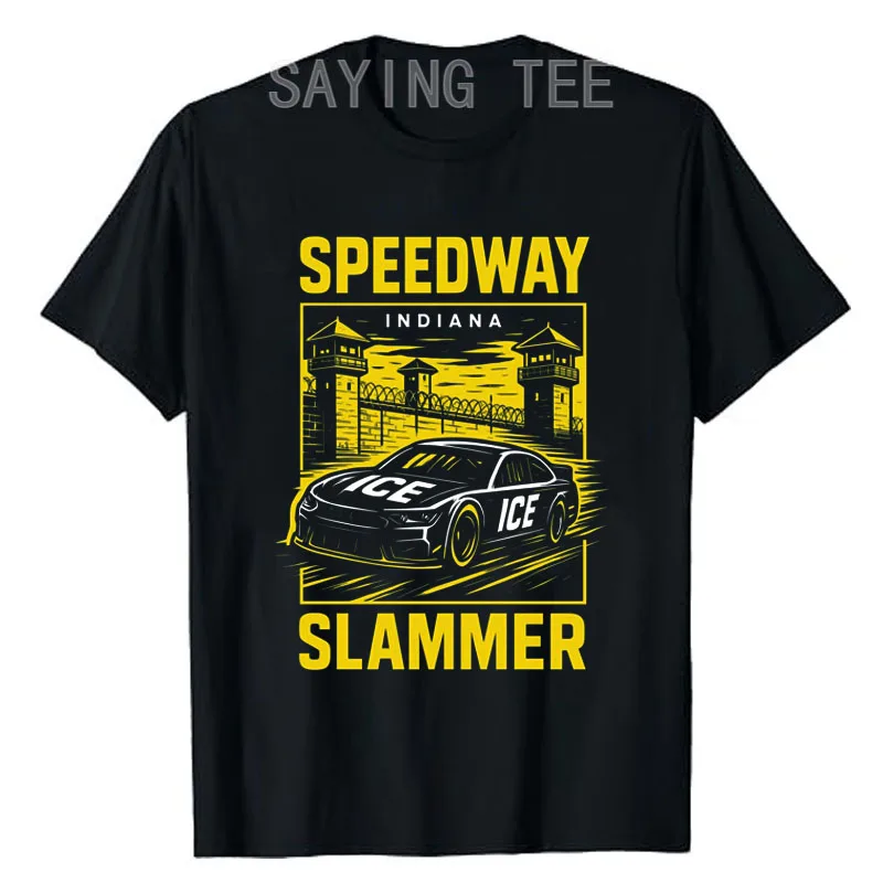

Speedway Slammer T-Shirt Mens Fashion Y2k Design Graphic Outfit Humor Funny ICE Racing Aesthetic Clothes Short Sleeve Saying Tee