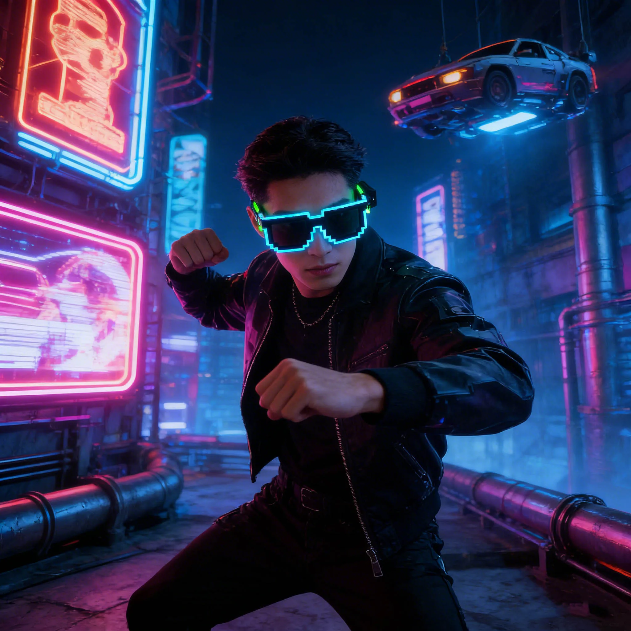 Mosaic Glowing Sunglasses NightClub Masquerade Outdoor Sunglasses Two-color Combined Cool Glasses LED Disco Mosaic Glasses