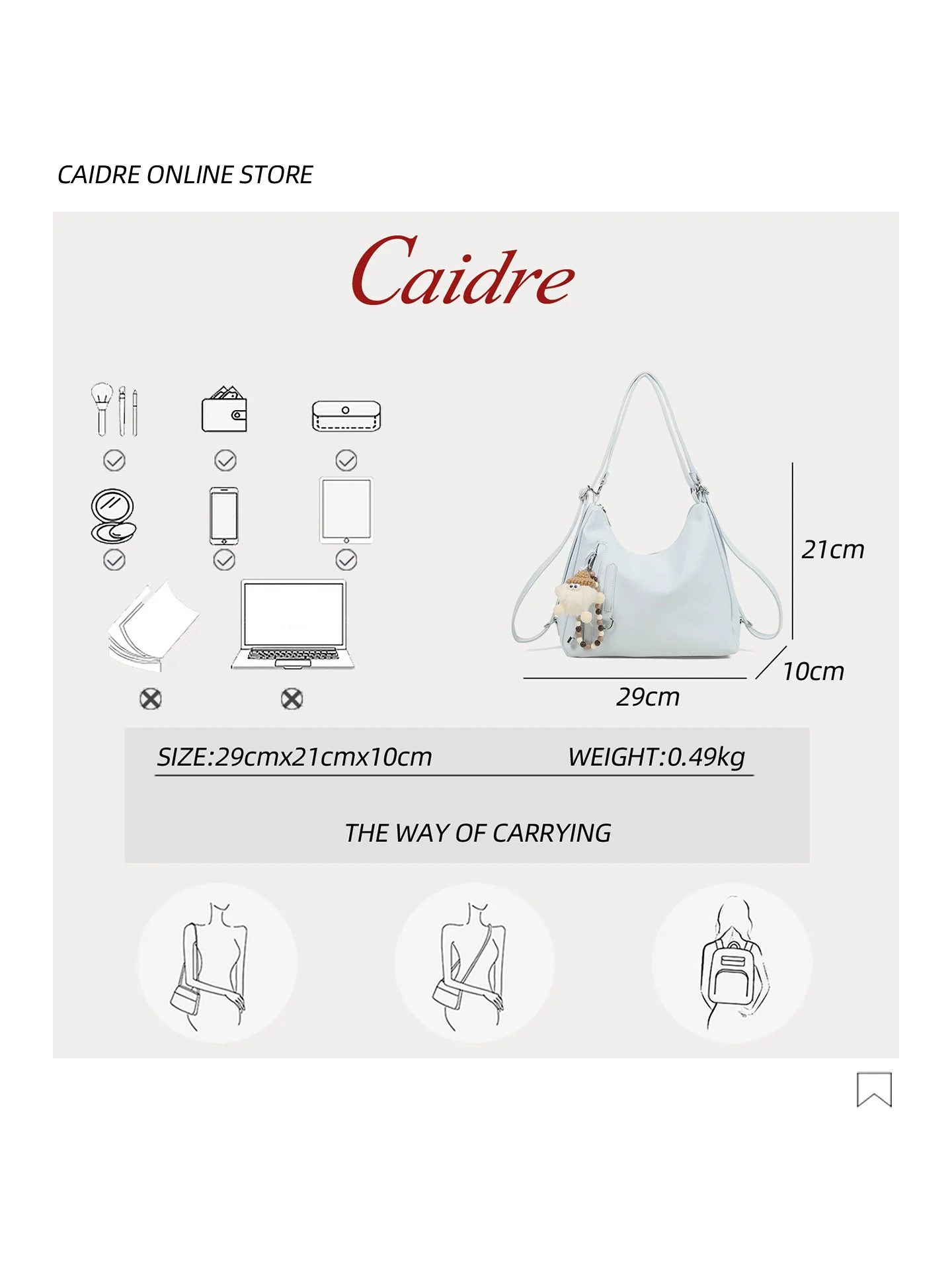 Caidre Adorable Large Capacity Women's Crossbody Bag Hobo Single Shoulder Satchel 2026 New Style Commuter Friendly PU Leather