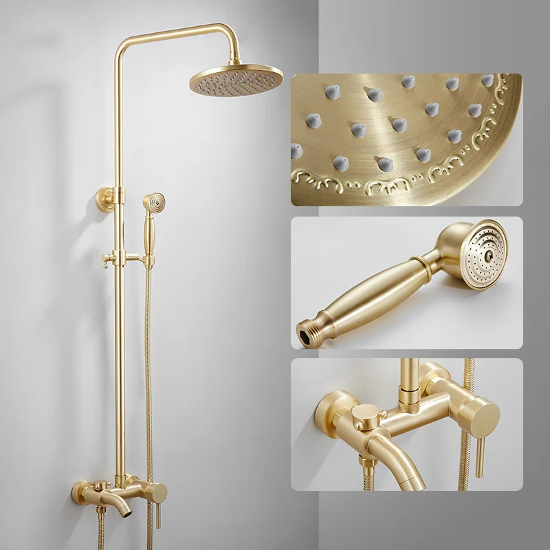 

Luxury Brushed Copper Concealed Shower System with Waterfall and Top Spray