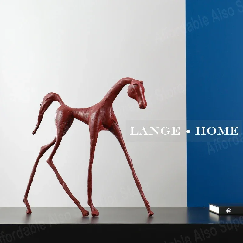 Metal Handicraft Ornaments Thin Horse Abstract Animal Sculpture Metal Figurine Decorative Figurines Home Decoration Accessories