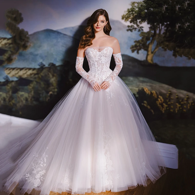 

Eightree Princess A-Line Wedding Dresses Boho Sweetheart Appliques Tulle Wedding Ball Gowns Women Bridal Prom Dress Customized