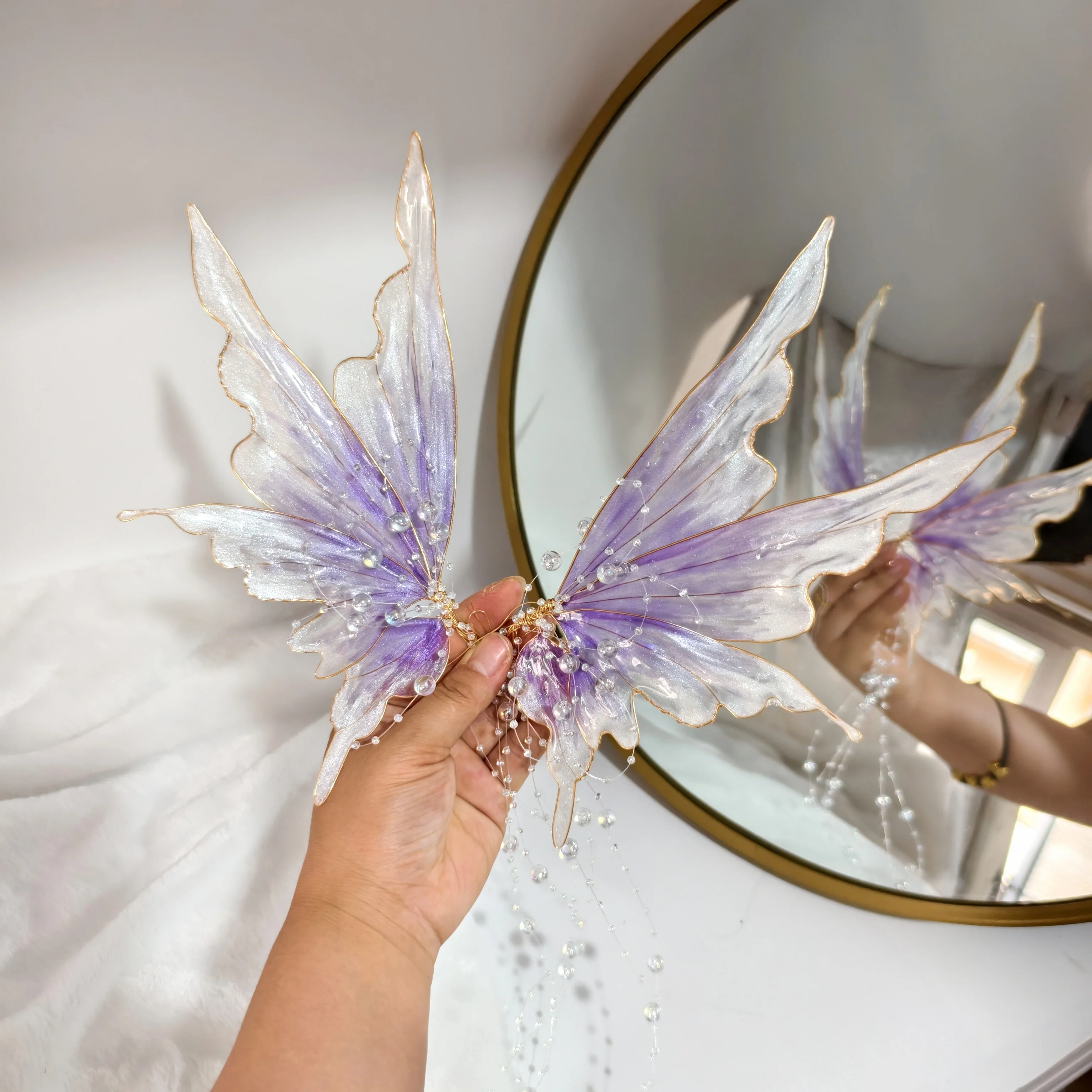 2025 Elfผีเสื้อหูมงกุฎผมMermaid Headdress Hanfuปลาทูหูปลาผมมงกุฎอุปกรณ์เสริมดอกไม้ทําLiquid