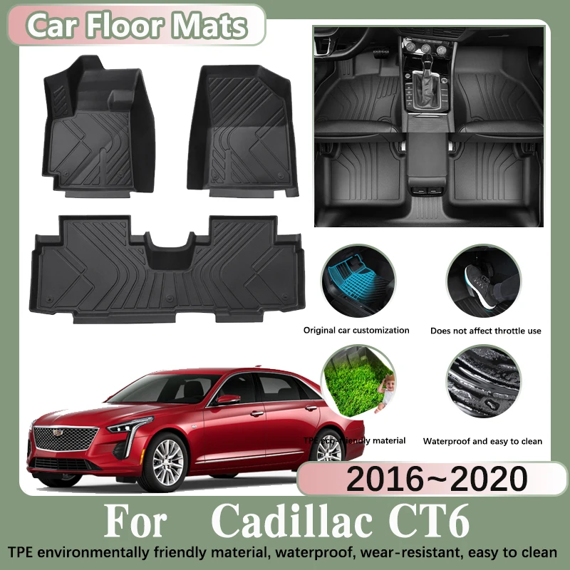 LHD Car Floor Mat for Cadillac CT6 2016 2017 2018 2019 2020 Auto Anti-dirty Foot Waterproof Pad Custom Liner Mat Car Accessories