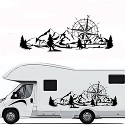 Compass Mountain Camper Rv Van Truck Car Sticker Decal Tree Forest Wildlife Landscape Woodland Caravan Motorhome Vinyl Travel