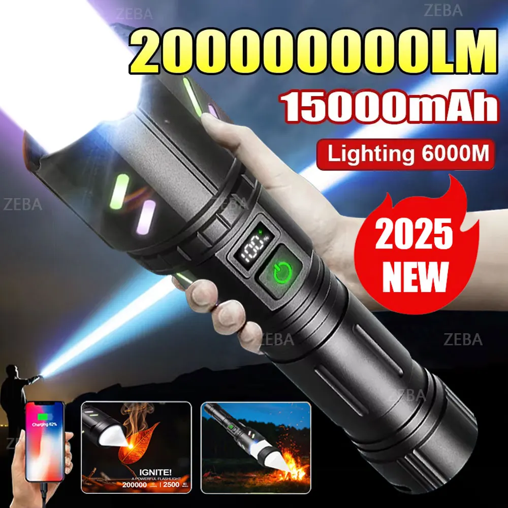 

Ultra Powerful Windproof Fire Starting Flashlight Rechargeable High Power Torch Focused Light Source Can Light A Flame Lantern