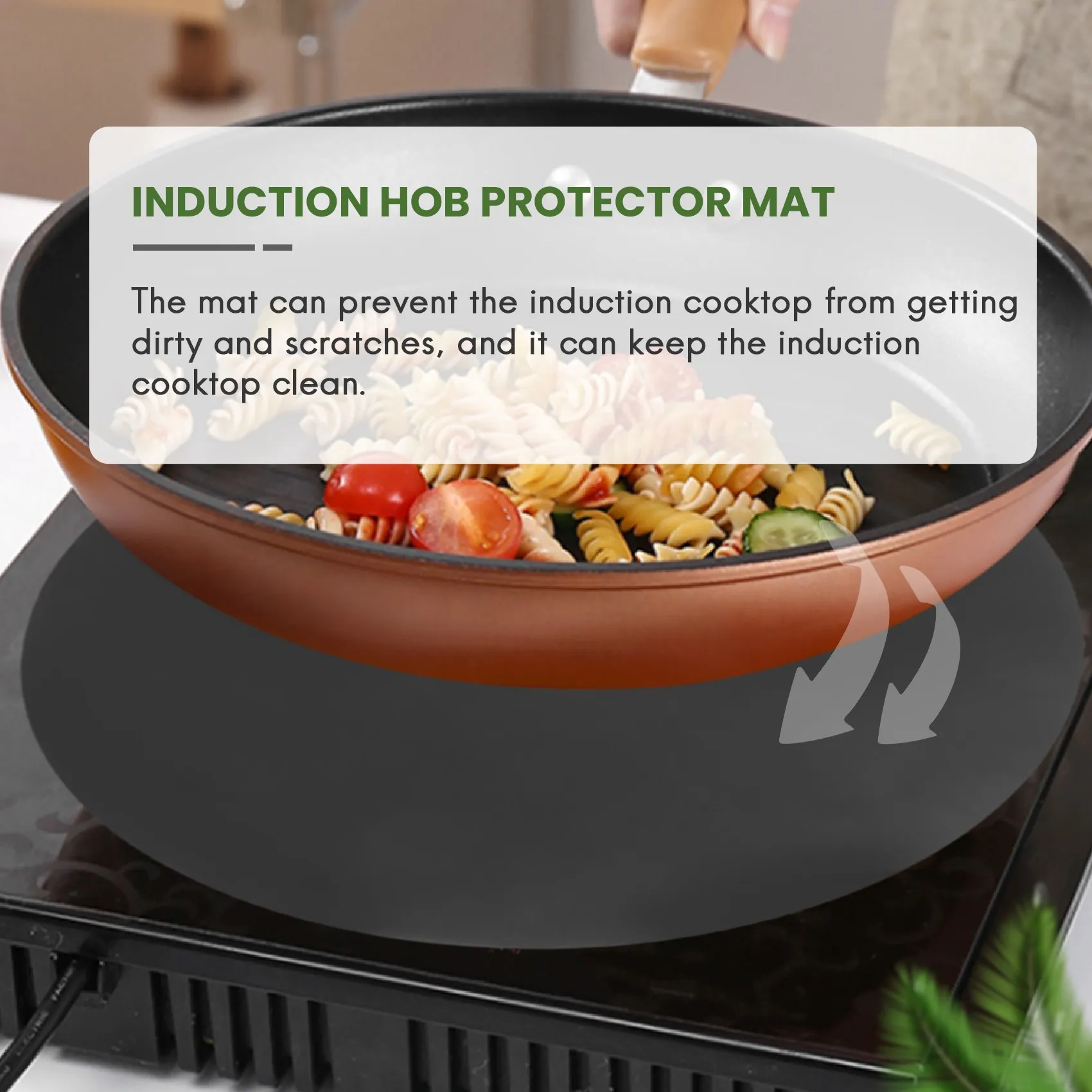A93E-Electric Induction Hob Protector Mat Anti-Slip Mat Silicone Cooktop Scratch Protector Cover Heat Insulated Mat