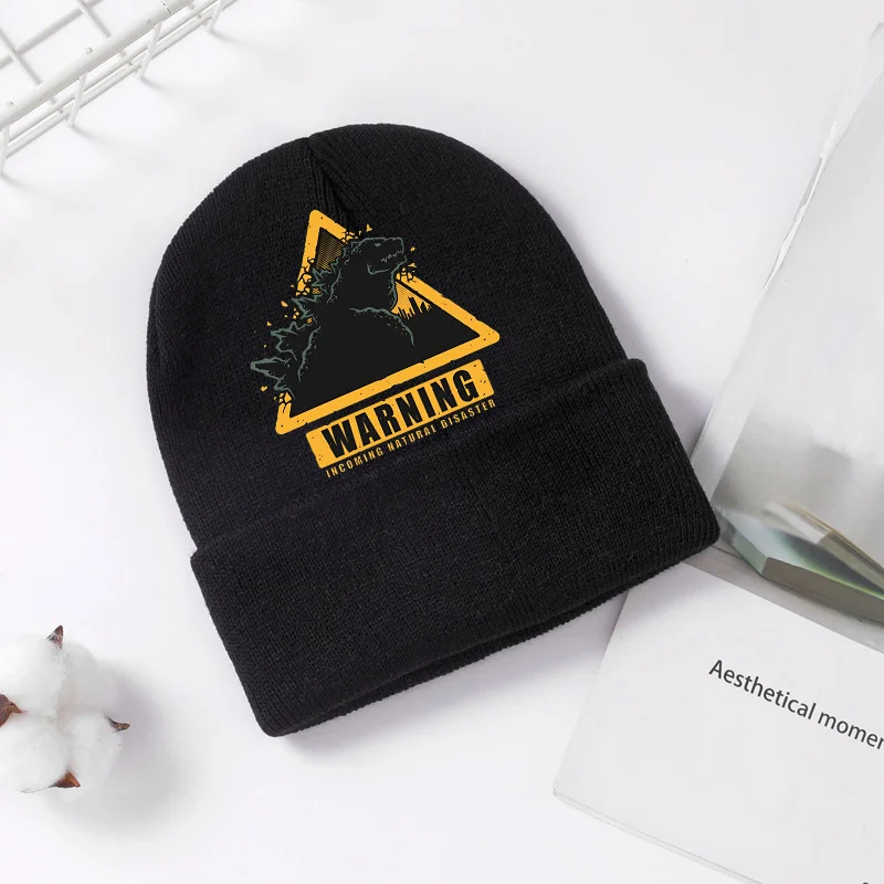 Gorro de punto Godzilla para invierno y primavera, gorro fresco para hombres y niños, gorros sin ala con estampado de Anime, gorros cálidos y cómodos, regalo de fiesta para bebé