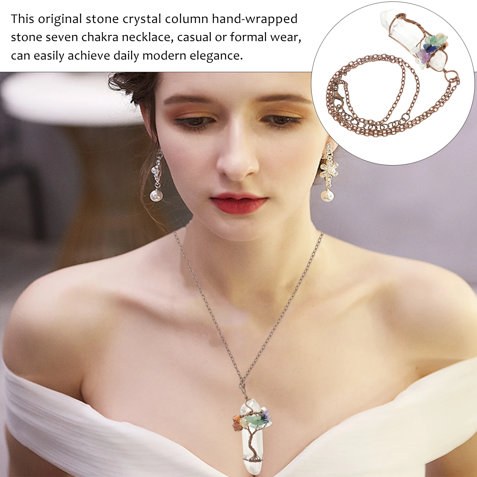 

Tree of Necklace Quartz Crystal Exquisite Neck Decoration Pendant Exquisite Decoration Stylish Shape Safe Durable Fashion