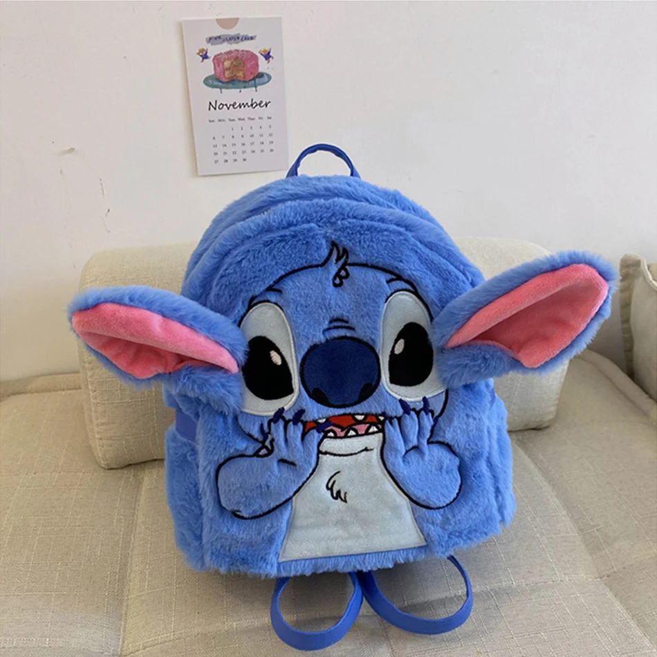 Disney Stitch New Plush Backpack Cartoon Fashion 3D Mini Women\'s Backpack Large Capacity Cute Children\'s Schoolbag High Quality