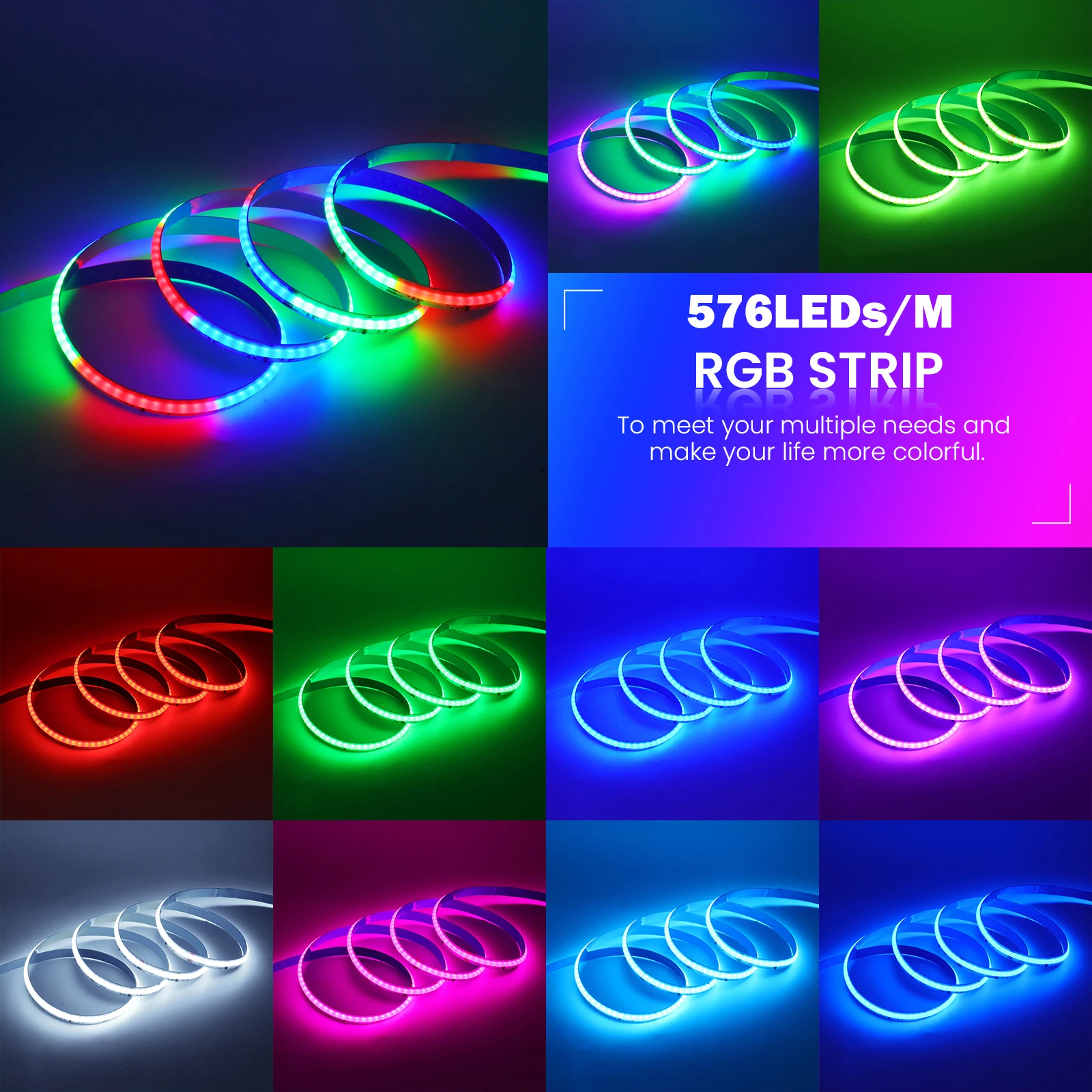 WS2811 Addressable RGBIC COB LED Strip Light 576 720Leds Full Dream Color Ribbon Tape FCOB LED Lights Magic Room Decor DC12V 24V