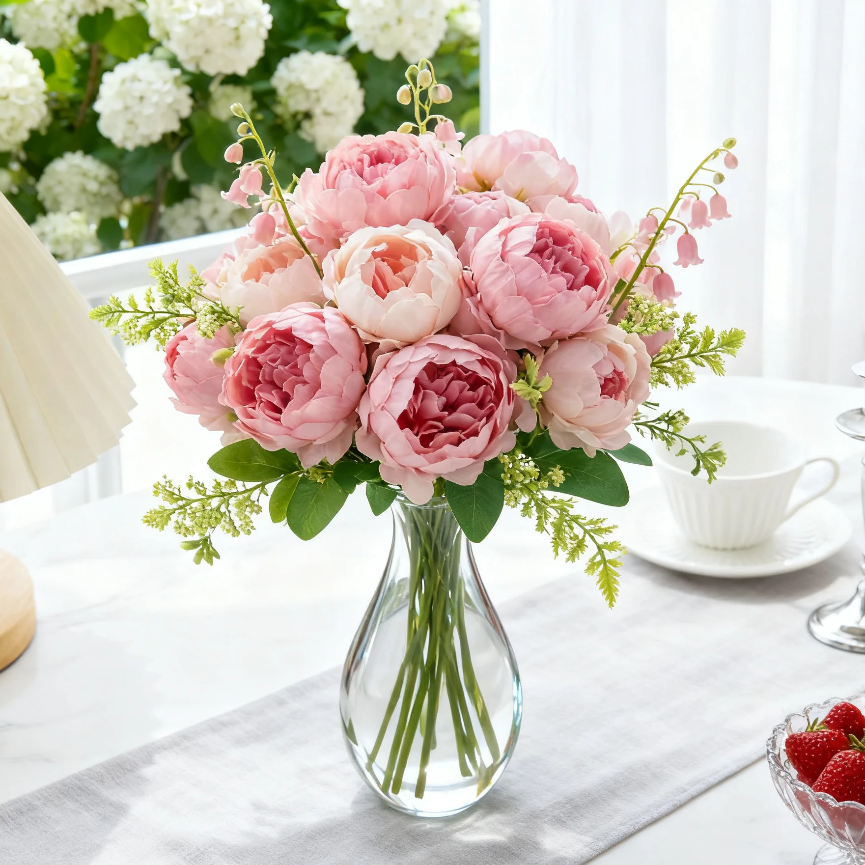 Künstliche Blumen Seiden-Pfingstrosen Rosen für Hochzeiten im Freien Brautsträuße Heim Zimmer Vase Garten Hof Raumdekoration DIY Geschenkbox