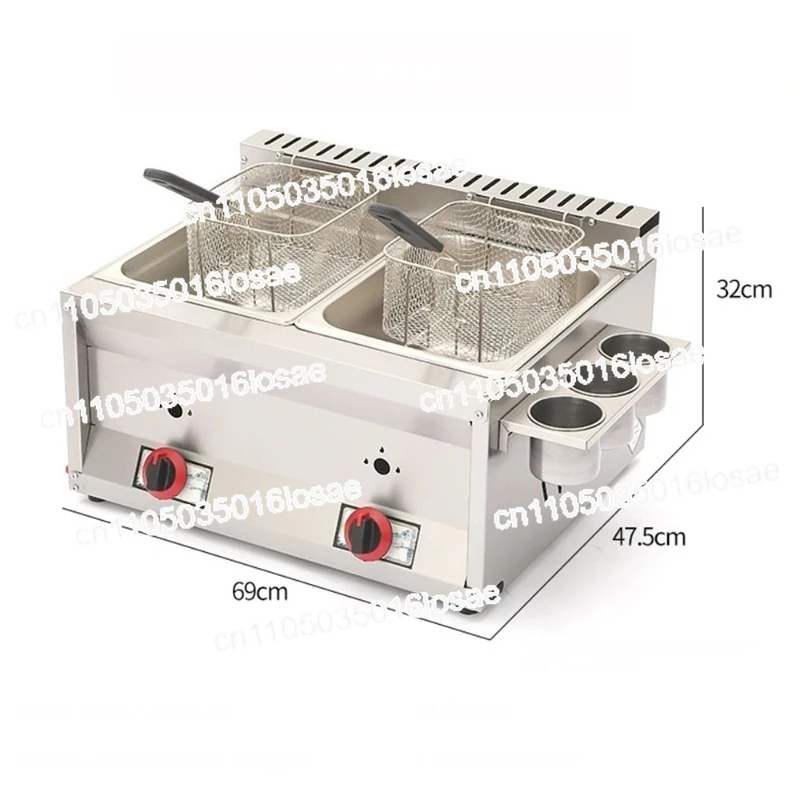 Hot sale Hot Selling Commercial Gas Fryer 2 Tank 2 Basket Industrial Chips Deep Fryer Chicken Fryer Machine With Oil Filter Mach