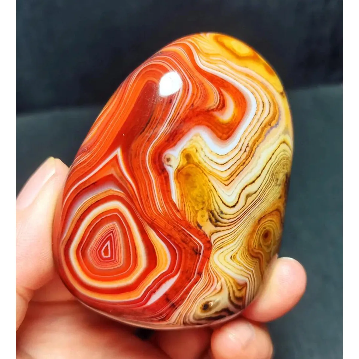 Vibrant Color Banded Agate Palm Stone, Tumbled Polished, Authentic Stone, Home Decor, Natural Stone, Crystal Collection