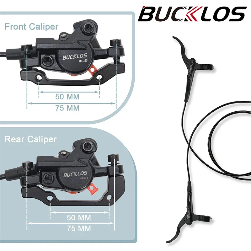 BUCKLOS Mountain Bike Hydraulic Brakes Bicycle Oil Pressure Disc Brake Set 800/1500mm Bike Front Rear Brake Caliper/Lever