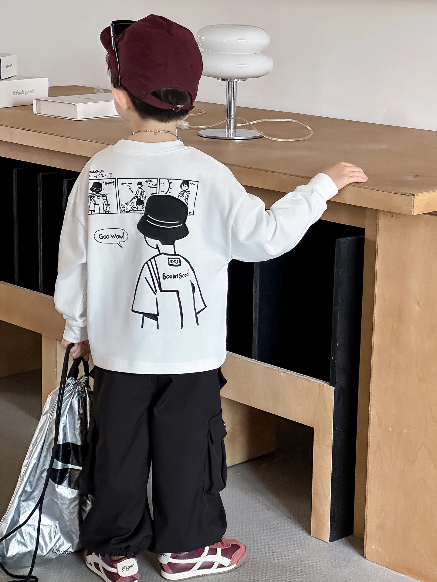 

Модный детский комплект рабочей одежды для мальчиков, весенне-осенний стильный уличный комплект из хлопкового смесового трикотажа с длинными рукавами и брюками