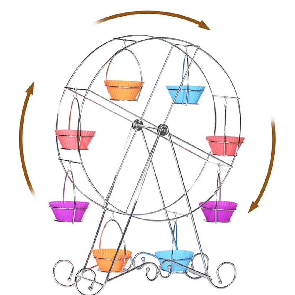 8 Cups Rotating Ferris Wheel Cupcake Dessert Stand Cake Holder Jewelry Display Stand Wedding Party Decoration Display Shelf