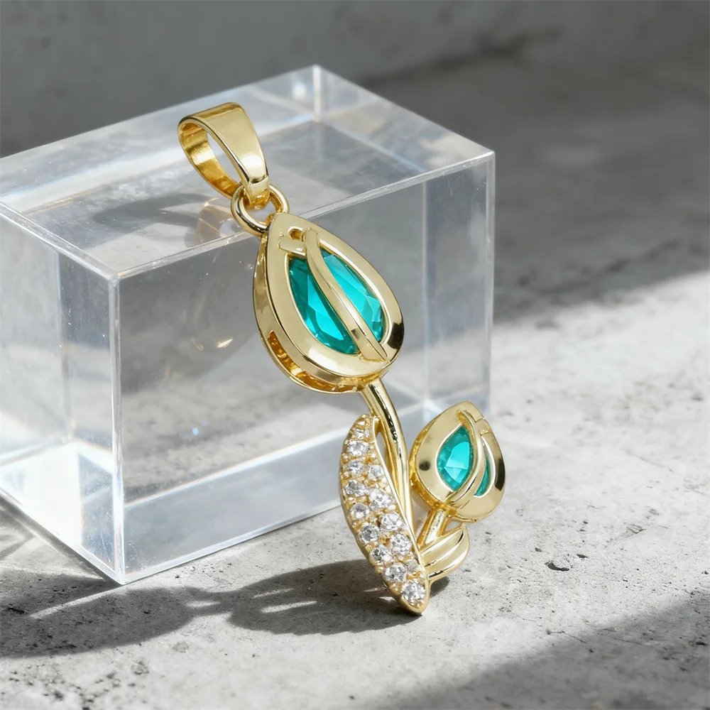 

3Pcs Pendants Gold Plated Flower Tulip Charms for DIY Jewelry Necklace Bracelet Making Accessories Fashion Party Daily Wear