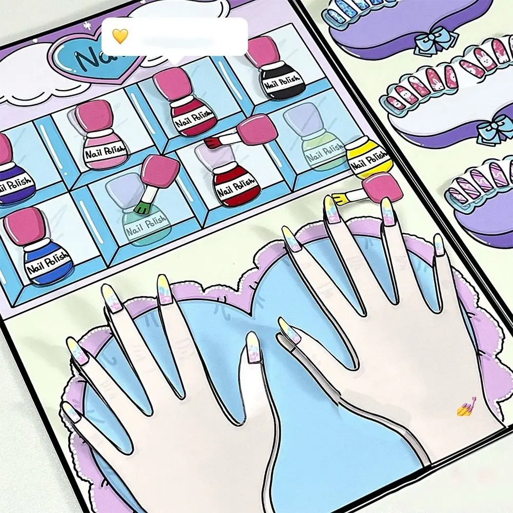 Cartoon Kapper Nagelwinkel Rustig Boek Meisjes Handgemaakte DIY Sticker Speelgoed Knijpboek Speelgoed Voor Kinderen Anti-Stress Speelgoed
