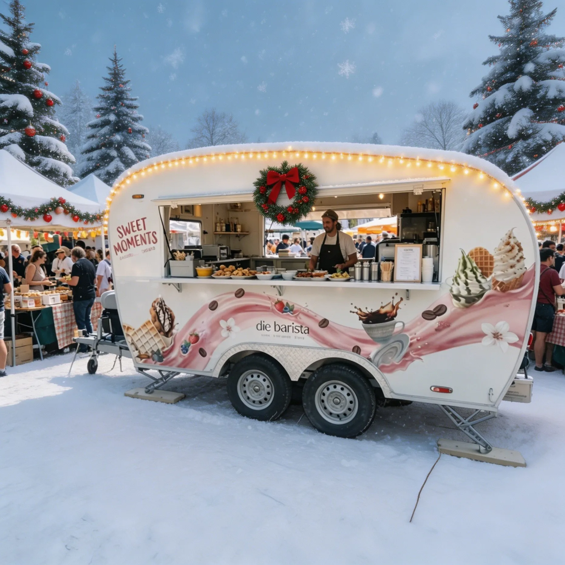

Mobile Stainless Steel Kitchen with Dual Service Windows and Air Conditioning Food Trailer for Street Food Business