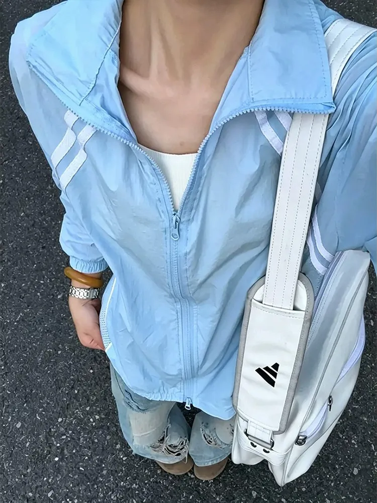 Men's Lightweight Quick-Dry Stripe Sun Protection Ice Silk Shirt Casual Style Summer Jacket Breathable Mesh Splicing Design
