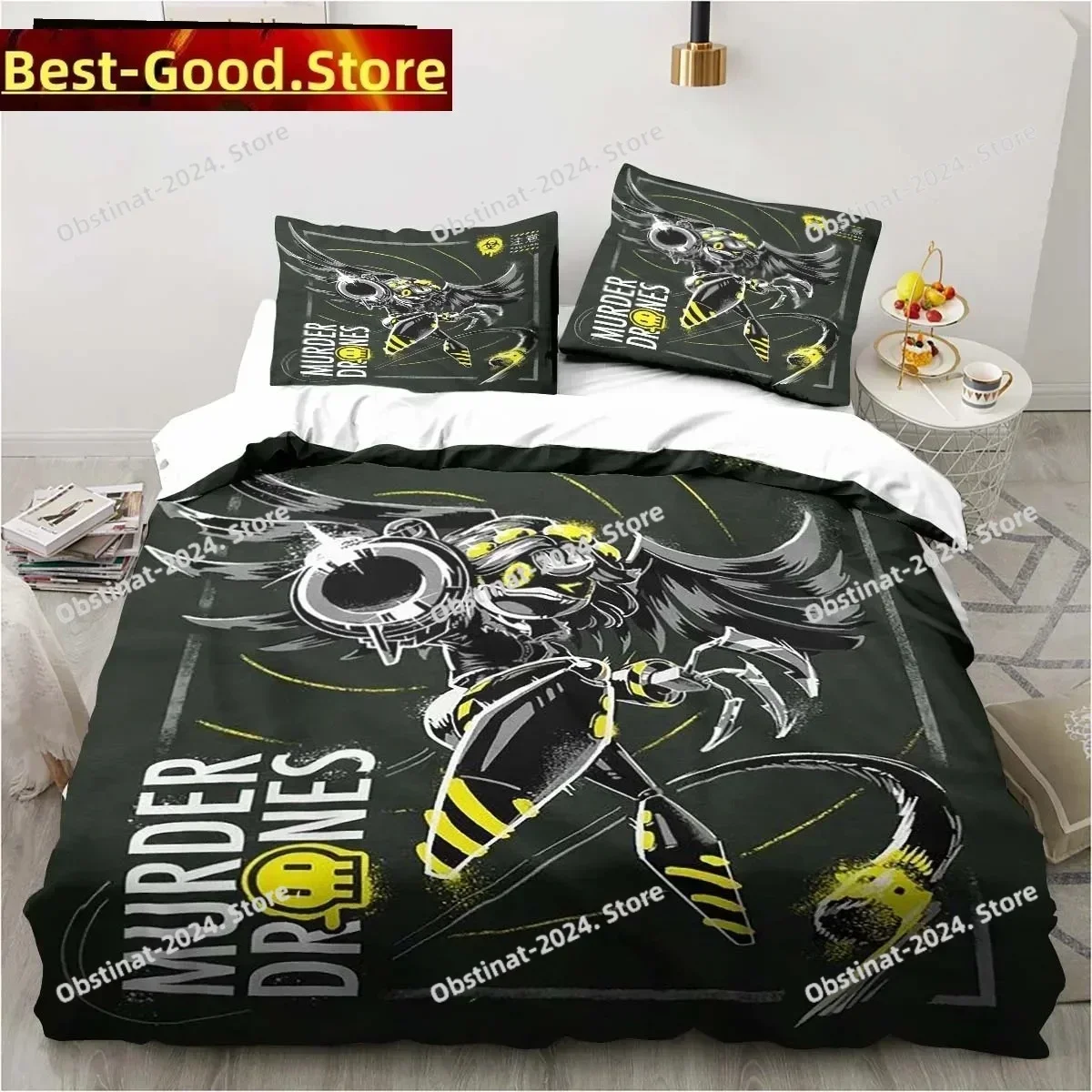 New 3D Murder-Drones Cartoon Bedding Set Print single Comforter Quilt Bed Cover Duvet Cover Pillow Case 3 Pieces Kids Adult Size