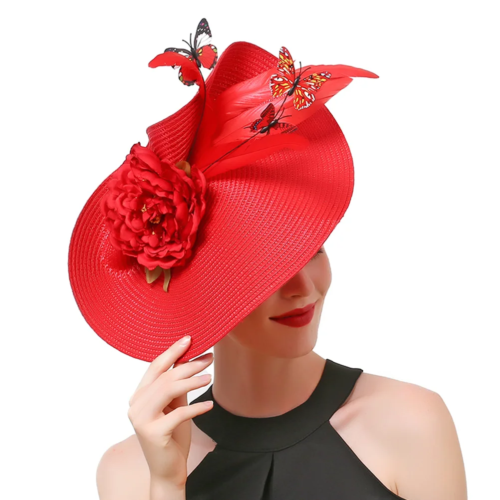 

1Pcs Butterfly Fascinator Hat New Bride Headdress Lightweight Women Headband Tea Party Bridal Hair Accessories