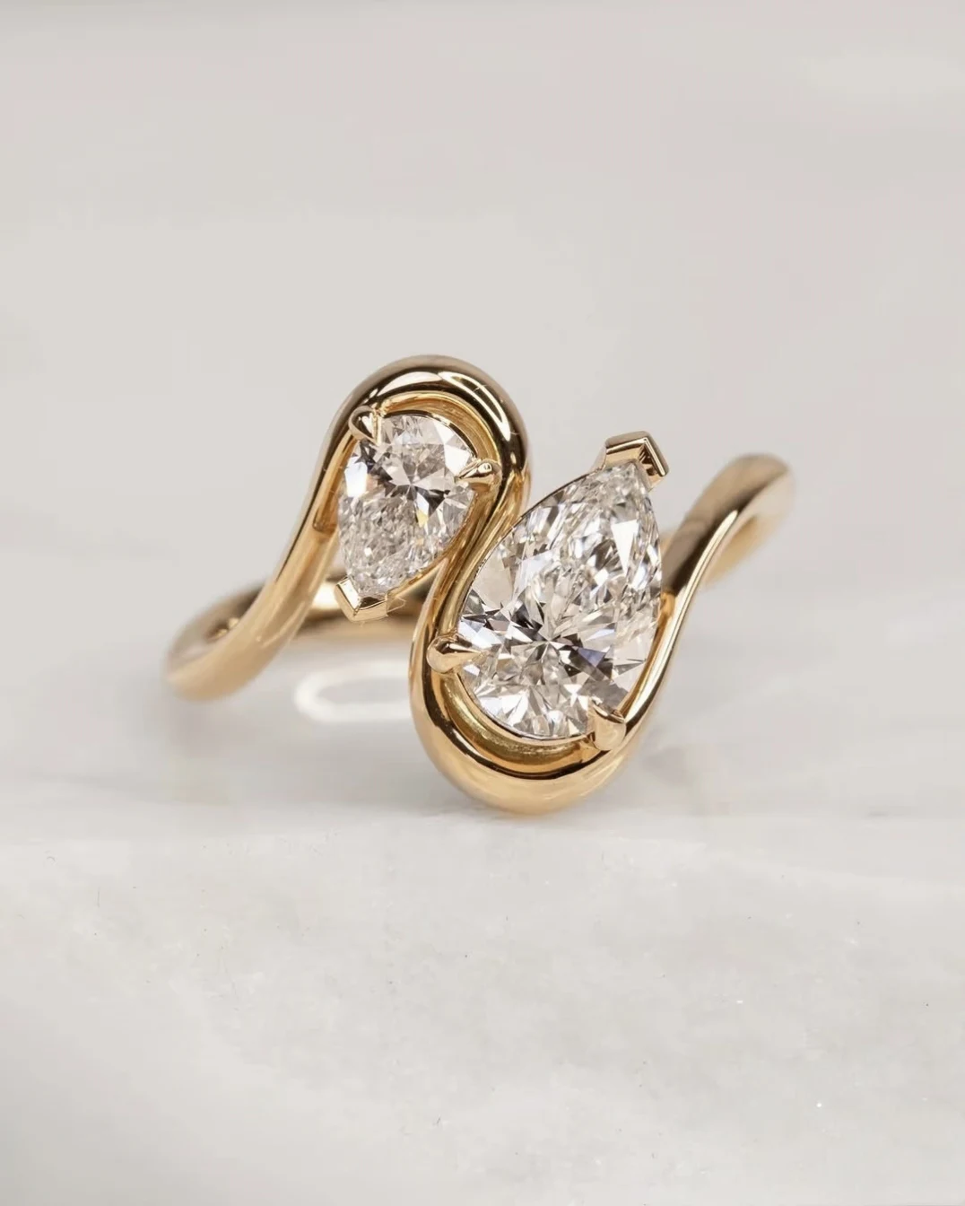 

Designer Twin Stone Cubic Zirconia Ring in S925 Sterling Silver or Solid 9K Gold, Custom Engagement Wedding Proposal Gift for Wo