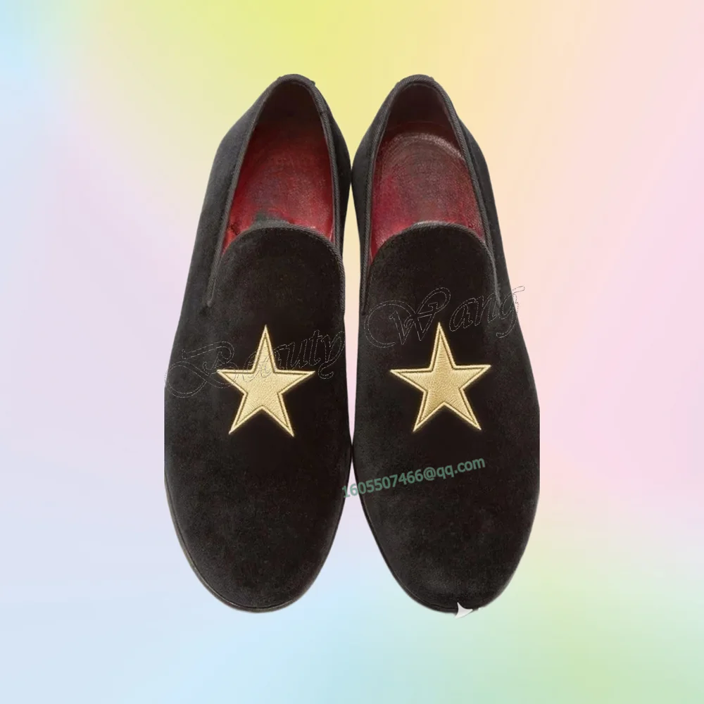 

Flocking Surface Gold Star Decor Men Shoes Pumps New Men's Dress Shoes Gentlemen Slip on Party Shoes Big Size 47 Sprig Autumn