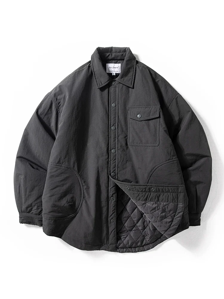 

Men's Casual Loose Fit Cotton Autumn Winter New Sle Stuffed Polyester Fiber Windproof Waterproof Warm Collar Coat