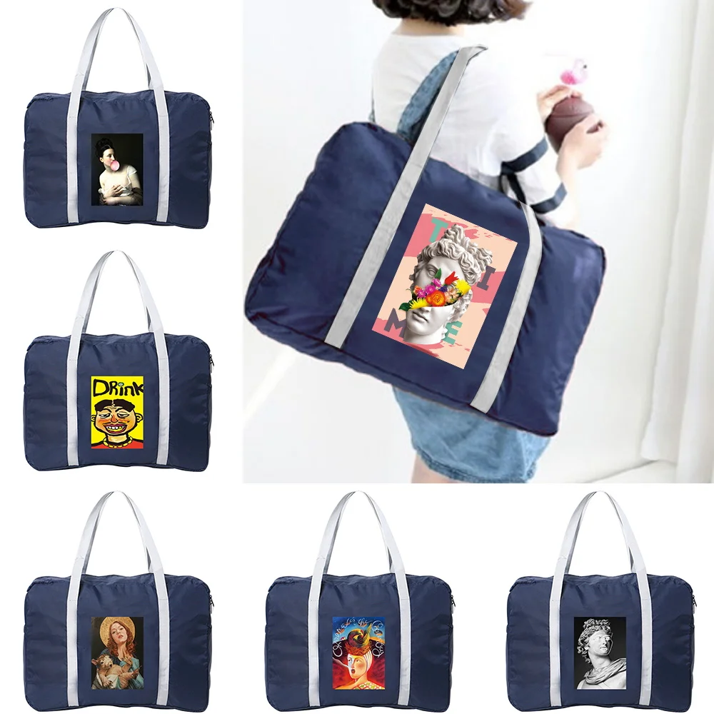 Fashion Travel Bag Large Capacity Bags Nylon Foldable Luggage Handbag Funny Series Traveling Clothes Storage Handbags