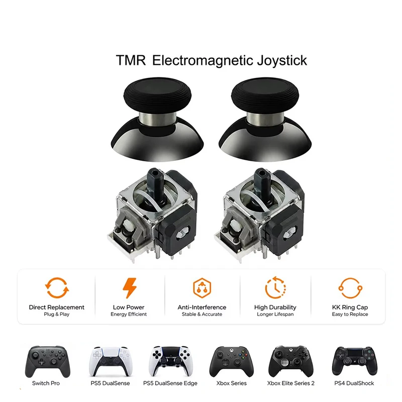 GuliKit Controller-Zubehör Reparatur TMR Joystick mit Stick-Kappe für PS4 PS5/PS5 Edge Gamepad für Switch Pro Xbox Series