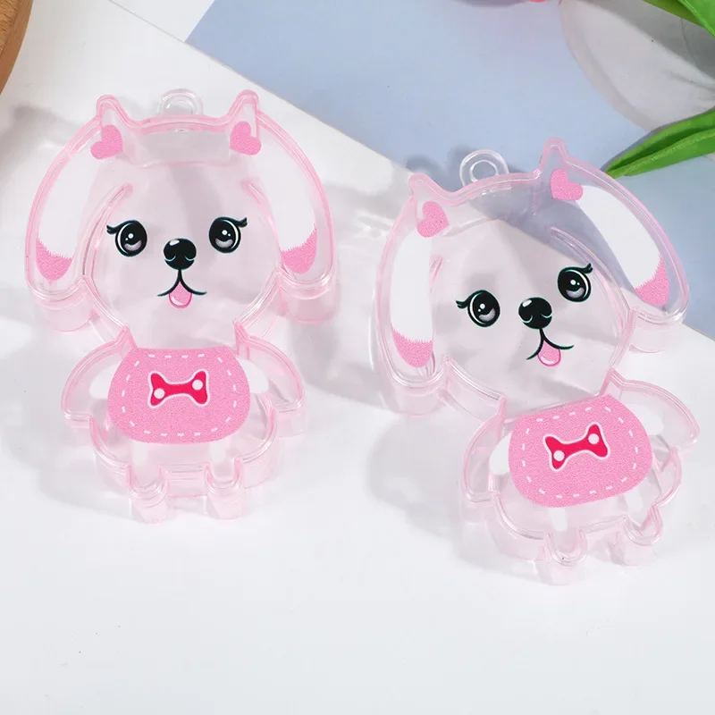 Portable Mini Transparent Cartoon Animal Shape Jewelry Storage Box Lovely Girl Heart Cosmetic Organizer Office Desktop Organizer