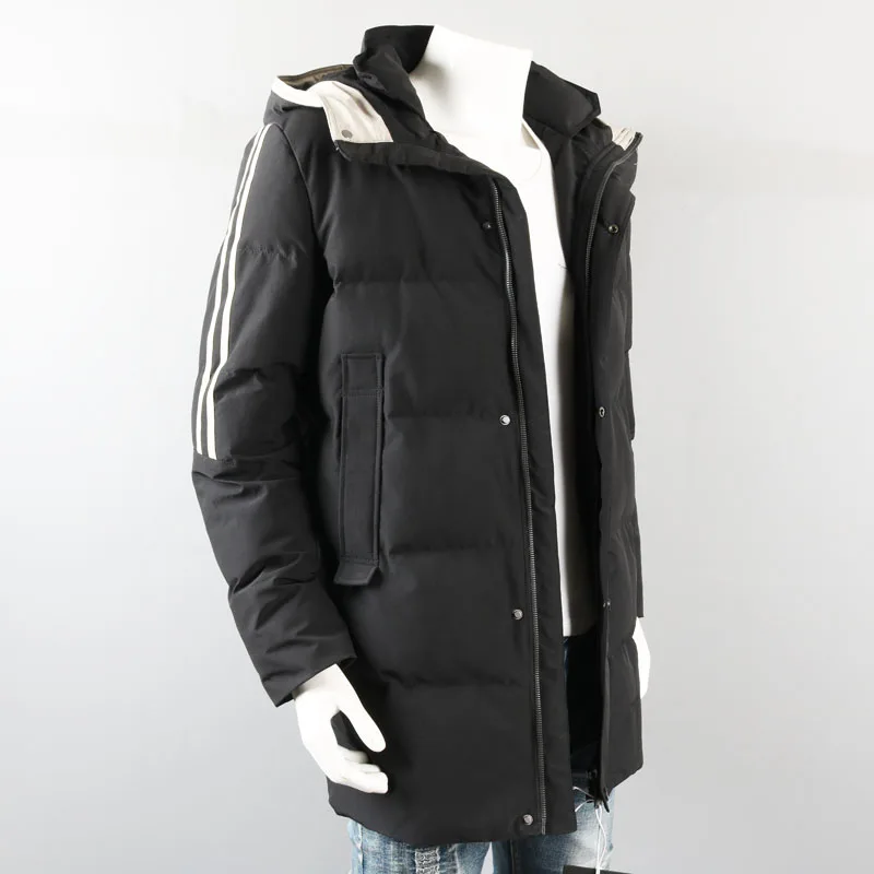 

Men's Mid-Length Thiened Cotton Jaet Winter Korean Sle Hooded down Jaet Large Size Casual Faion Polyester Fiber