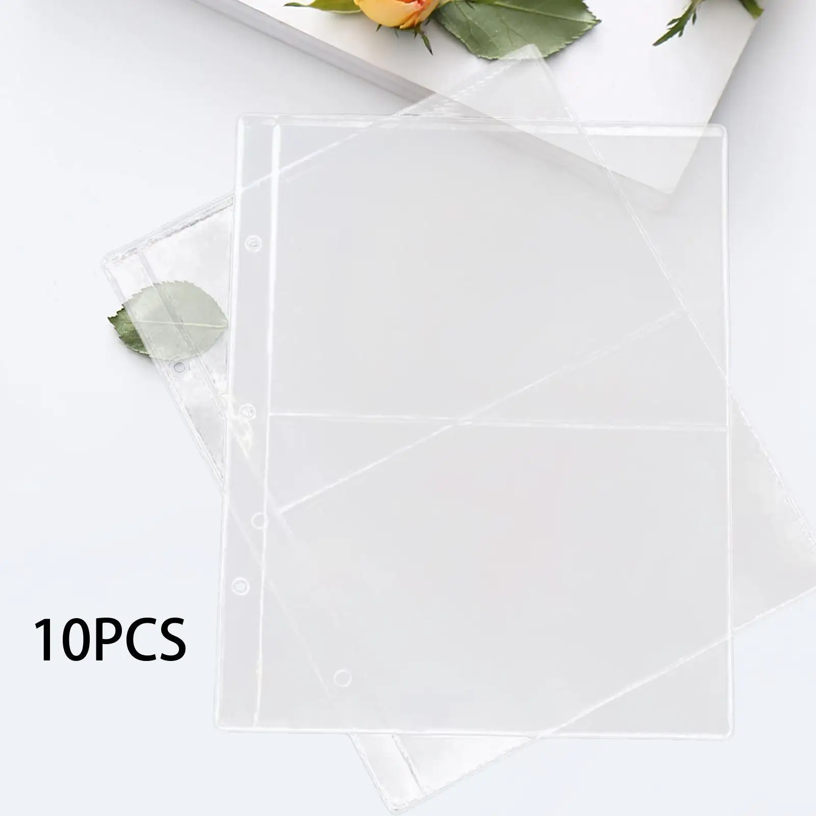 10x Banknotes Collection Book Binders Portable Paper Moneys Protective Bags 3 Hole Binder Folders for Business Card Cardstock