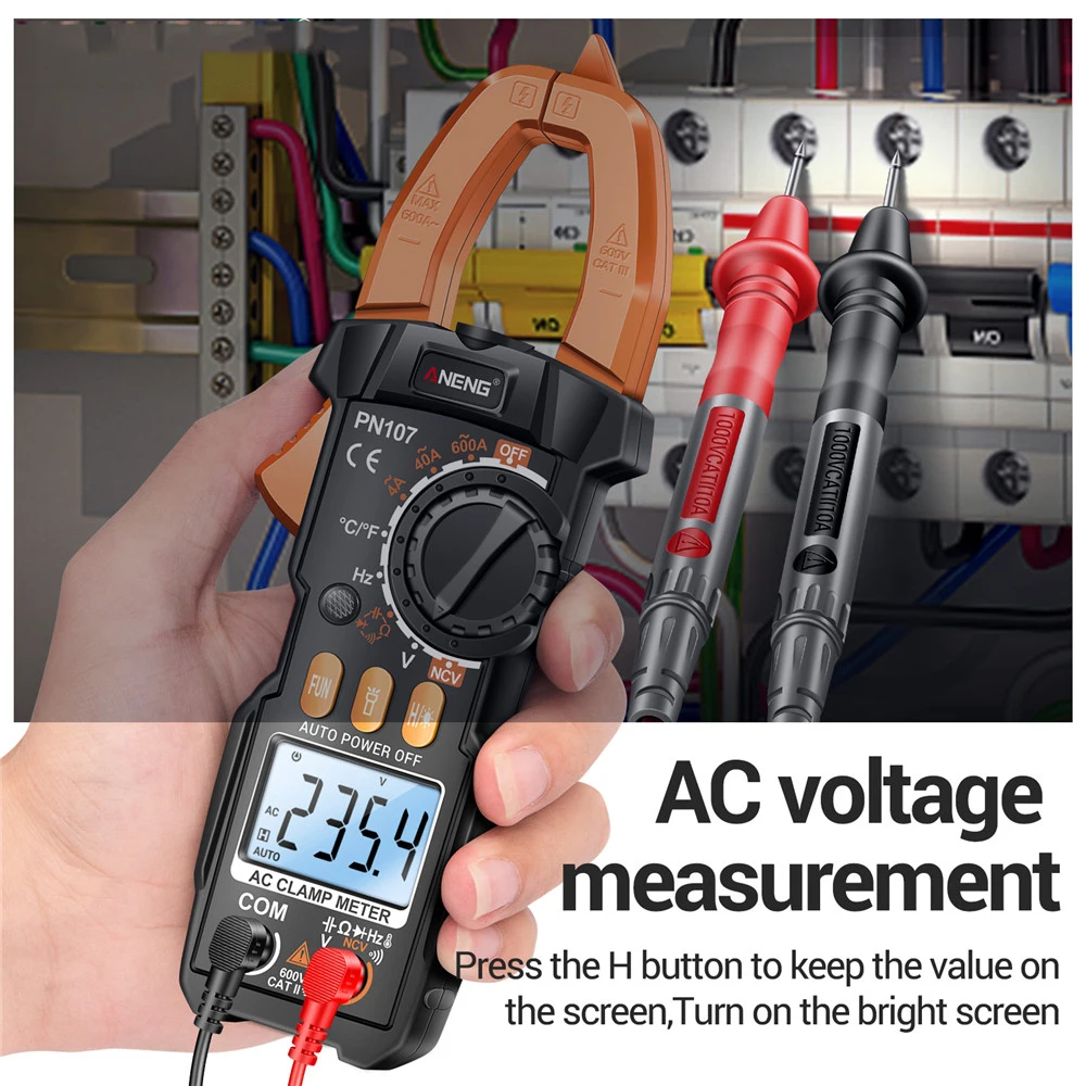 ANENG PN107 Digital Clamp Meter 4000 Counts Voltmeter Ammeter NCV AC/DC Voltage Multitester Electrical Tester Professional Tool