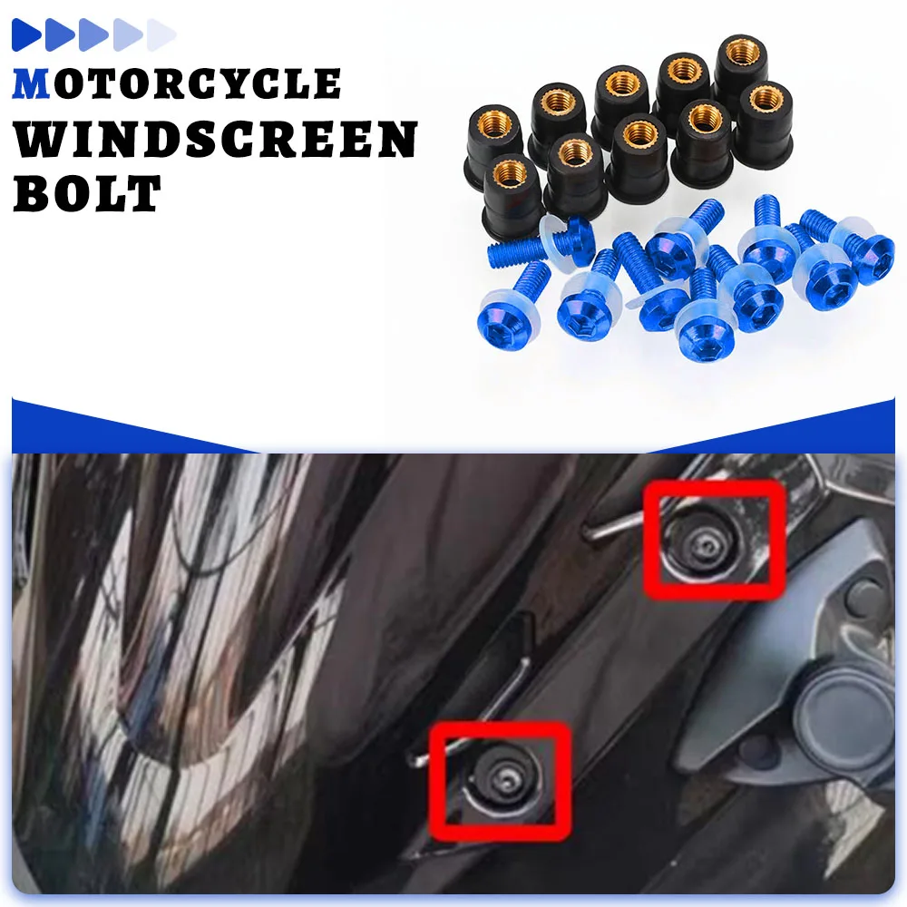 M5 10PCS Fairing Bolts Kit For BMW S1000RR S 1000 RR S1000 RR 2024 2010-2025 Windshield Screw Rubber Nuts Windscreen Accessories