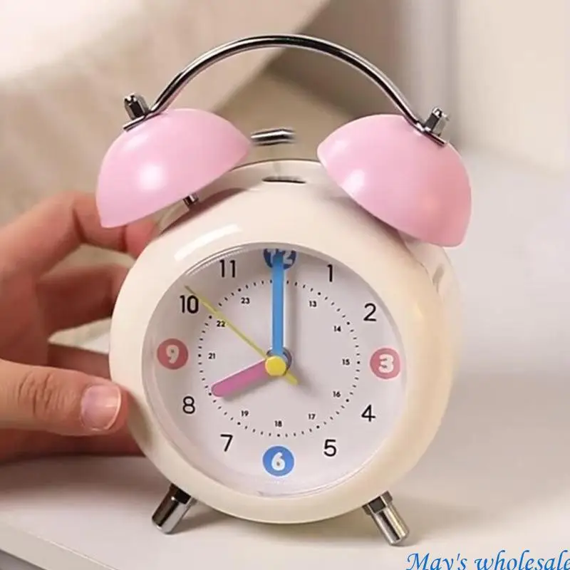 Retro Styles Metal Traditional Loud Bells Drum Alarm Clock With Loud Ringing For Heavy Sleepers And Time Management 448A